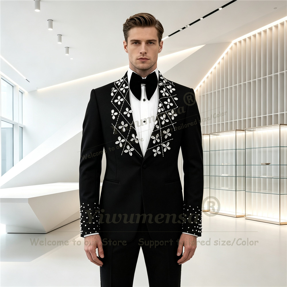 Men'S Formal Wear Jewelry - Metalik Takı Süslemeli Erkek Takım Elbisesi