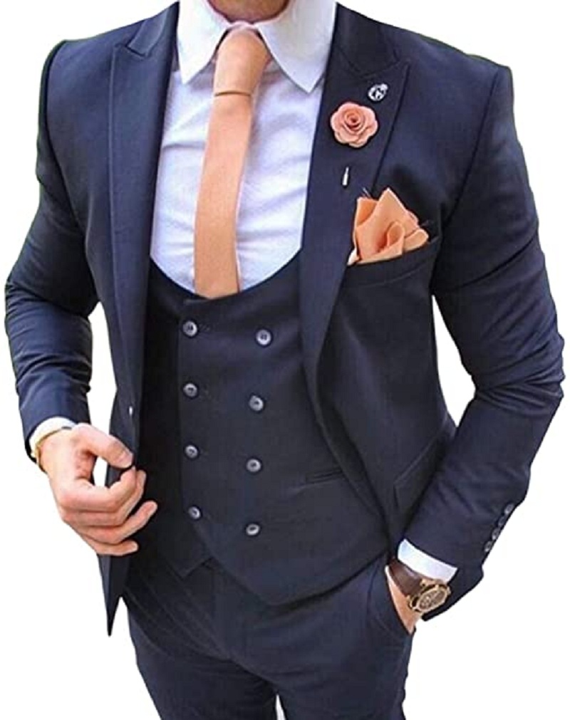 Men Formal Wear Jacket - Lacivert erkek Takım Elbise 3 Adet