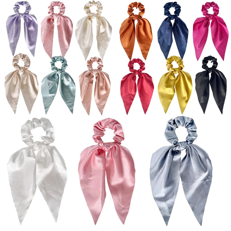 Satin Bow Tie - 1 Adet Saten Uzun Kurdeleli Lastikli
