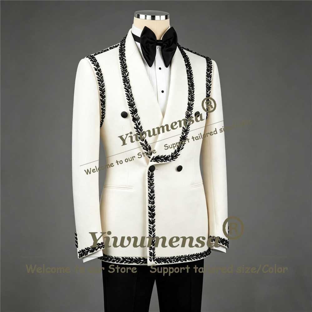 Men'S Formal Wear Jewelry - Şık Erkek Takımı Siyah Metalik Taşlı