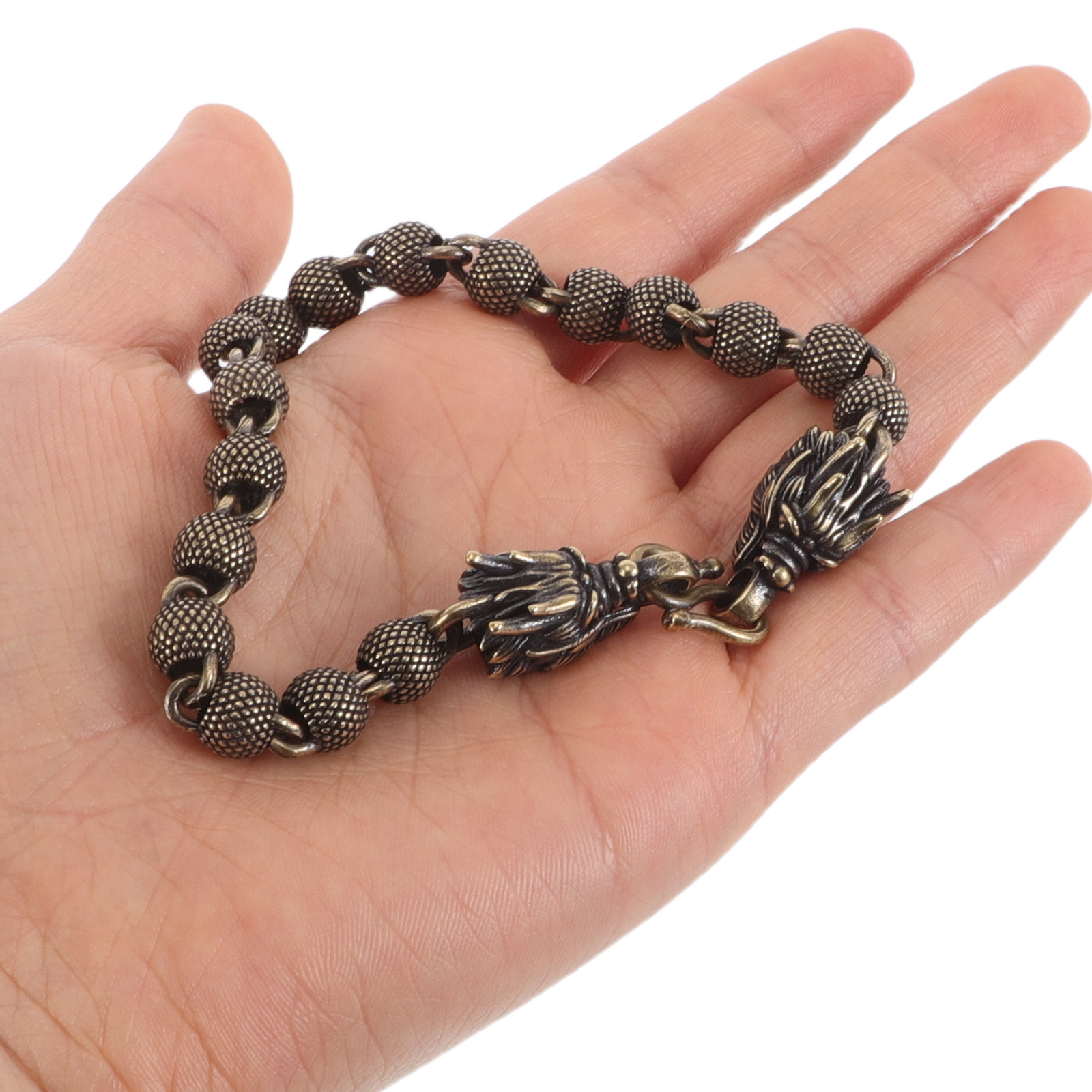 Men'S Formal Wear Jewelry - Bakır Ejderha Başı Bileklik Vintage El